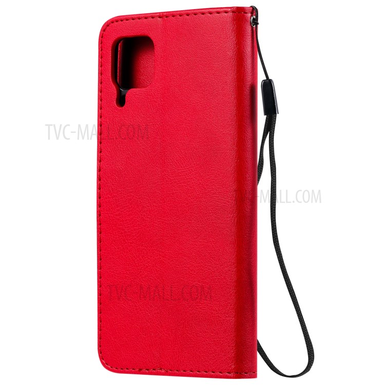 Solid Color PU Leather Case Phone Flip Cover with Strap for Huawei P40 lite/nova 6 SE/Nova 7i - Red-3