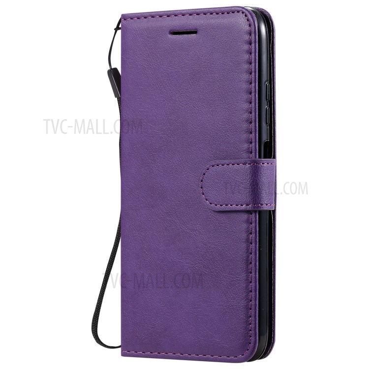 Solid Color PU Leather Case Phone Flip Cover with Strap for Huawei P40 lite/nova 6 SE/Nova 7i - Purple-2