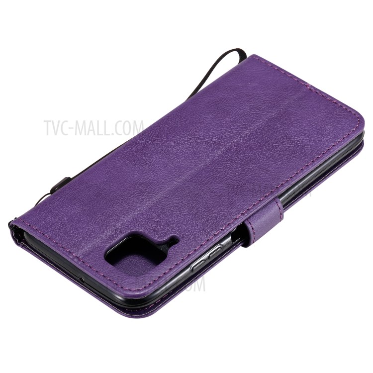Solid Color PU Leather Case Phone Flip Cover with Strap for Huawei P40 lite/nova 6 SE/Nova 7i - Purple-6