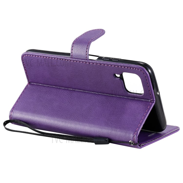 Solid Color PU Leather Case Phone Flip Cover with Strap for Huawei P40 lite/nova 6 SE/Nova 7i - Purple-7