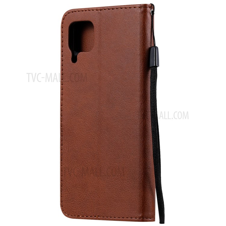 Solid Color PU Leather Case Phone Flip Cover with Strap for Huawei P40 lite/nova 6 SE/Nova 7i - Brown-3