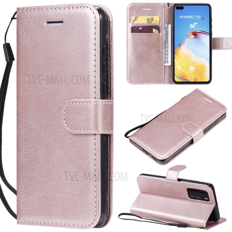 Wallet Leather Stand Case for Huawei P40 - Rose Gold-1