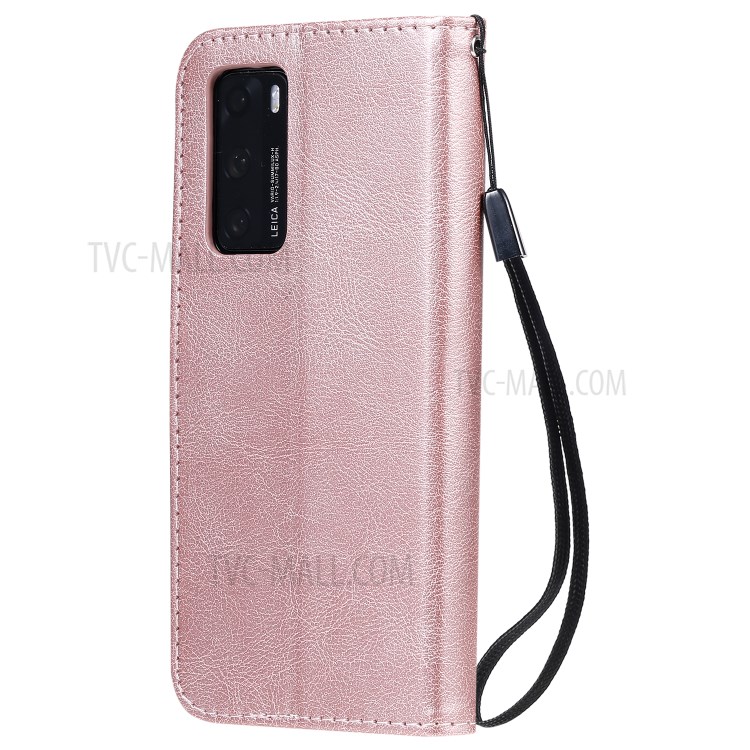 Wallet Leather Stand Case for Huawei P40 - Rose Gold-3
