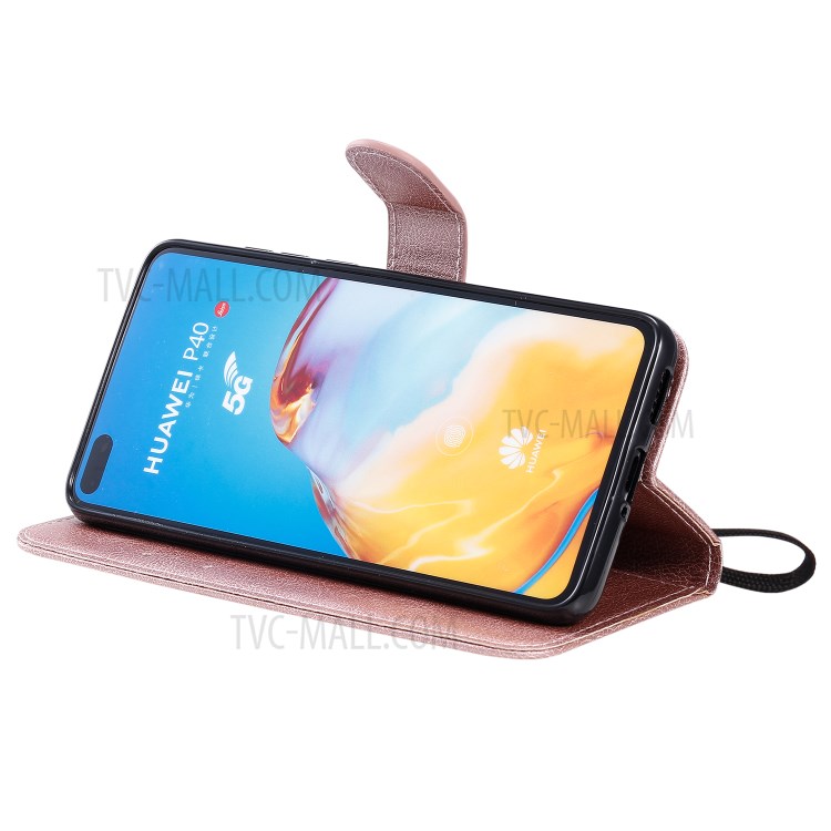 Wallet Leather Stand Case for Huawei P40 - Rose Gold-7