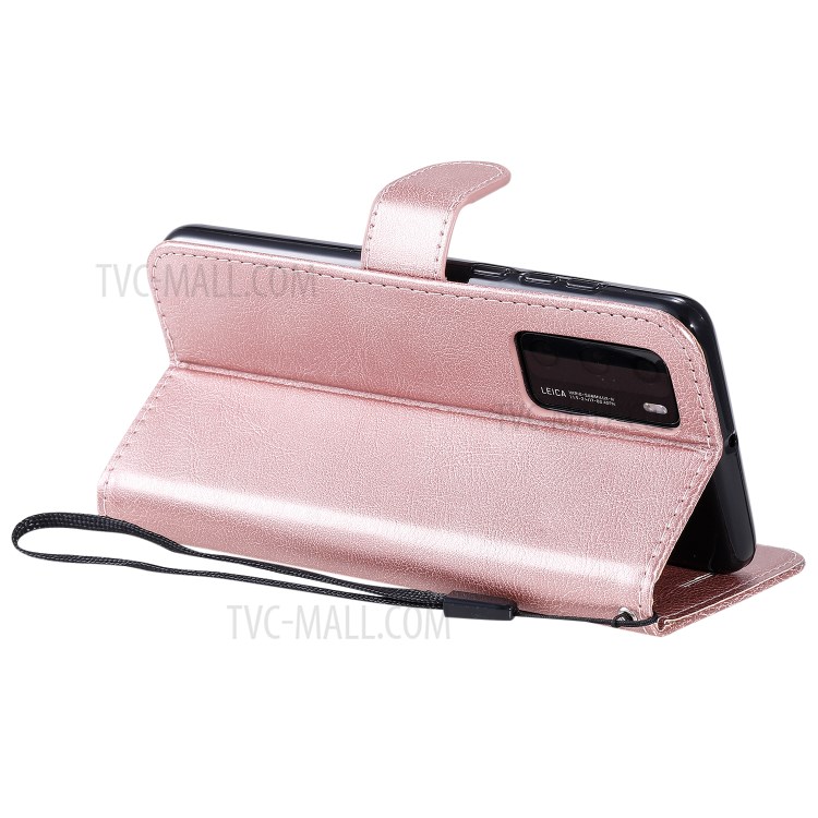 Wallet Leather Stand Case for Huawei P40 - Rose Gold-8