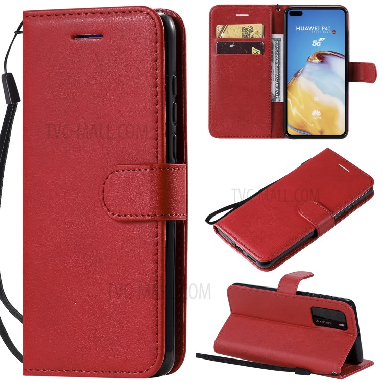 Wallet Leather Stand Case for Huawei P40 - Red-1