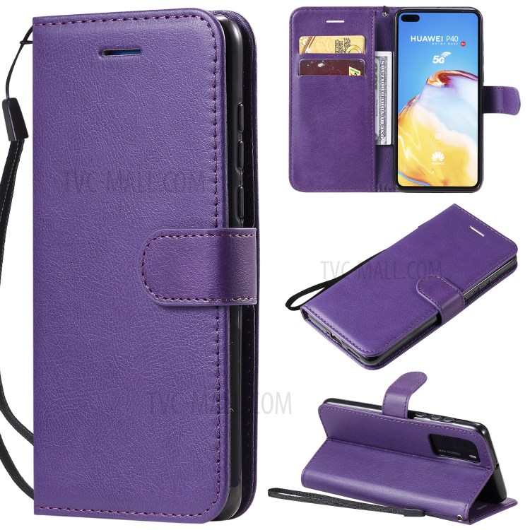 Wallet Leather Stand Case for Huawei P40 - Purple-1