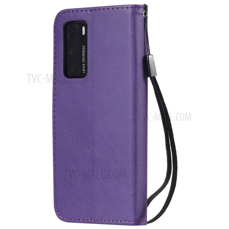 Wallet Leather Stand Case for Huawei P40 - Purple-3
