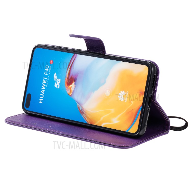 Wallet Leather Stand Case for Huawei P40 - Purple-7