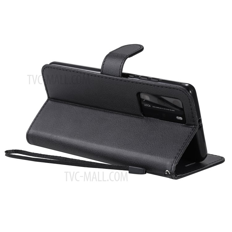 PU Leather Wallet Stand Case for Huawei P40 Pro - Black-7