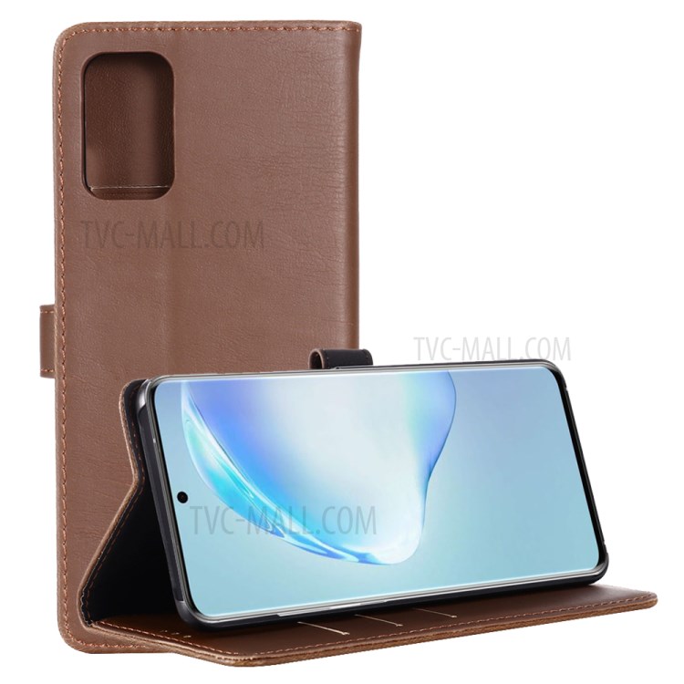 Protective Crazy Horse Vintage Leather Wallet Case for Huawei P40 Pro - Coffee-1