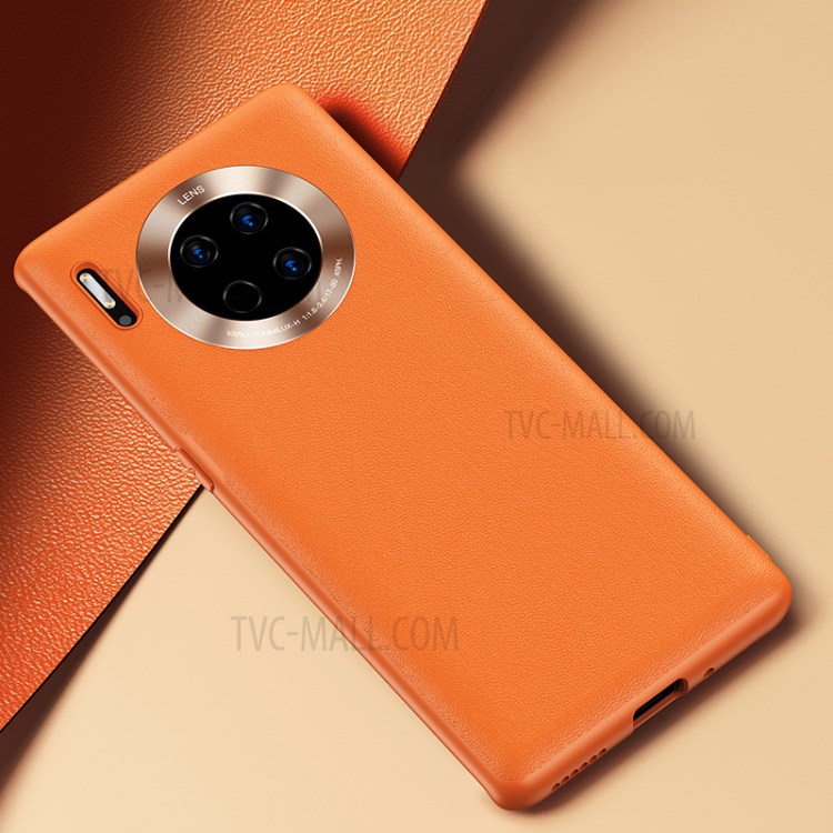 Solid Color PU Leather Coated TPU Case for Huawei Mate 30 - Orange