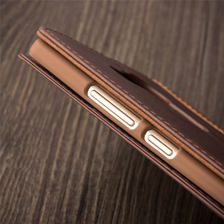 QIALINO Western Style Genuine Leather Stand Case for Huawei Mate 8 - Dark Brown-10