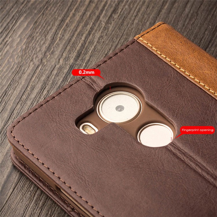 QIALINO Western Style Genuine Leather Stand Case for Huawei Mate 8 - Dark Brown-9