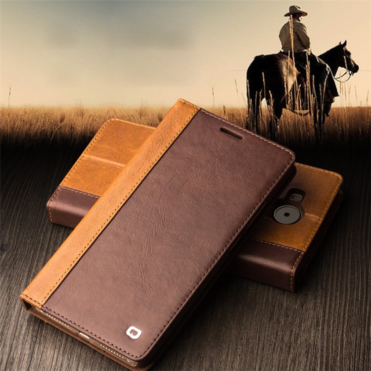 QIALINO Western Style Genuine Leather Folio Phone Cover for Huawei Mate 8 - Light Brown-5