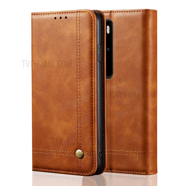 Retro Leisure Crazy Horse Wallet Leather Stand Cover for Huawei P40 Pro/P40 Pro+ - Brown