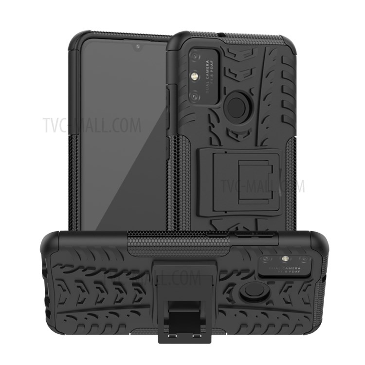 Anti-slip PC + TPU Combo Case with Kickstand for Honor Play 9A - Black-1