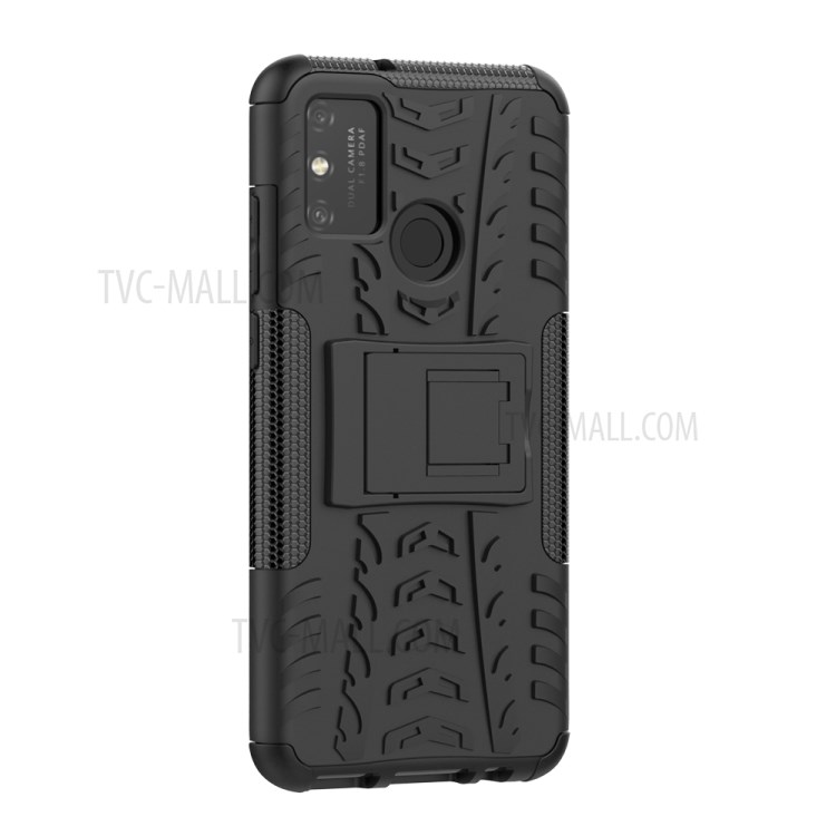 Anti-slip PC + TPU Combo Case with Kickstand for Honor Play 9A - Black-5