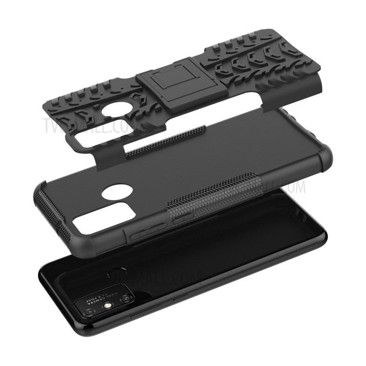 Anti-slip PC + TPU Combo Case with Kickstand for Honor Play 9A - Black-8