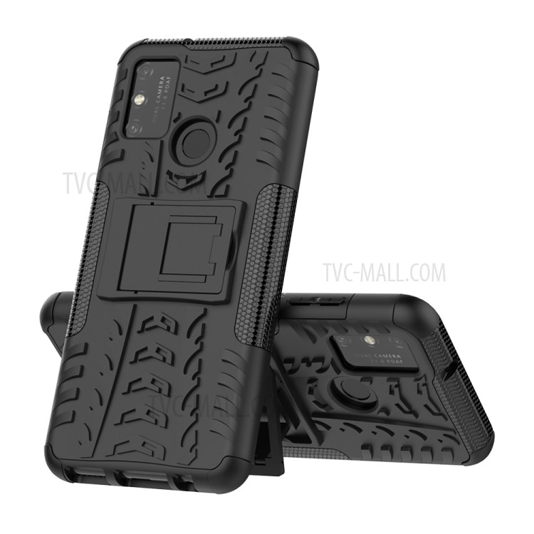 Anti-slip PC + TPU Combo Case with Kickstand for Honor Play 9A - Black-9