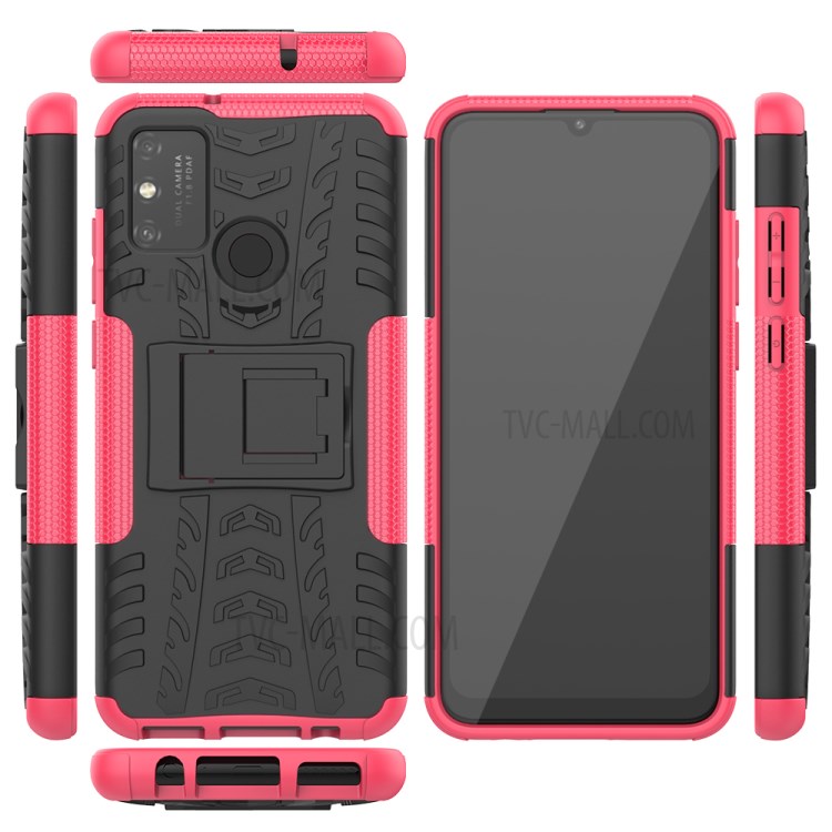 Anti-slip PC + TPU Combo Case with Kickstand for Honor Play 9A - Rose-2
