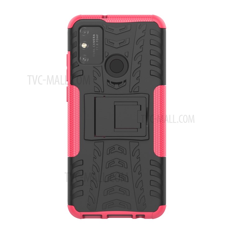 Anti-slip PC + TPU Combo Case with Kickstand for Honor Play 9A - Rose-3