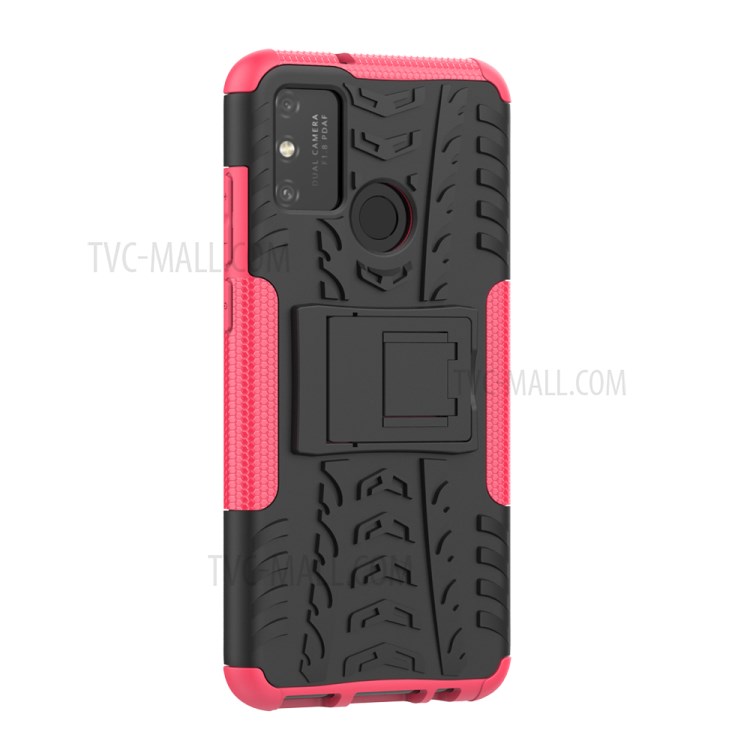 Anti-slip PC + TPU Combo Case with Kickstand for Honor Play 9A - Rose-4