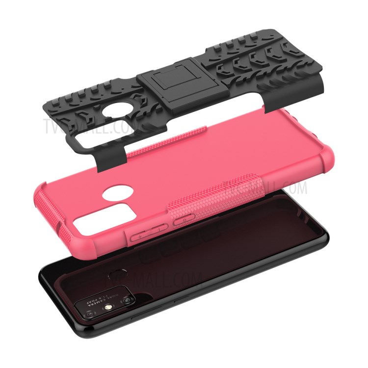 Anti-slip PC + TPU Combo Case with Kickstand for Honor Play 9A - Rose-7