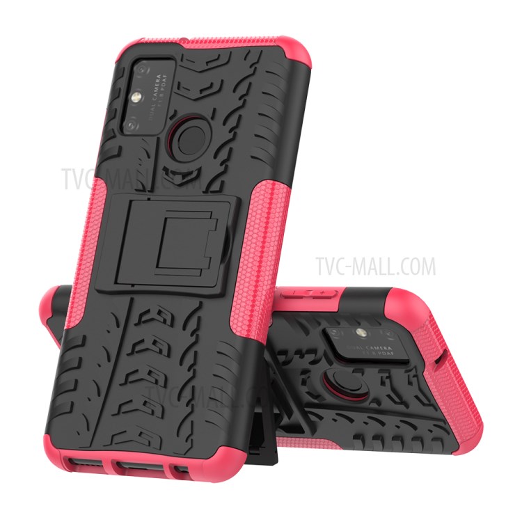 Anti-slip PC + TPU Combo Case with Kickstand for Honor Play 9A - Rose-8