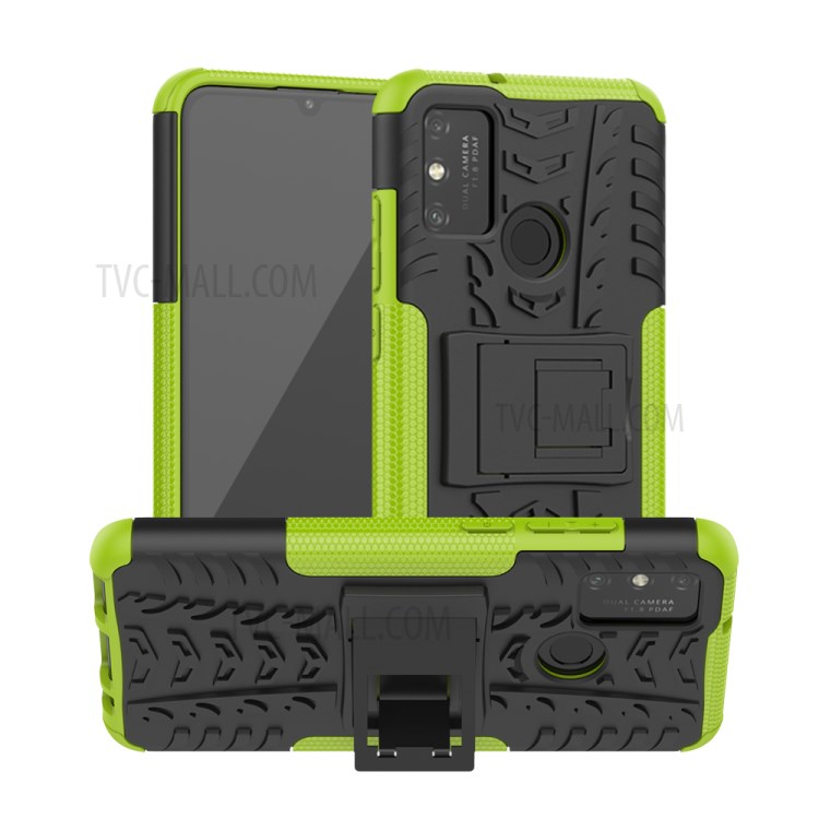 Anti-slip PC + TPU Combo Case with Kickstand for Honor Play 9A - Green-1