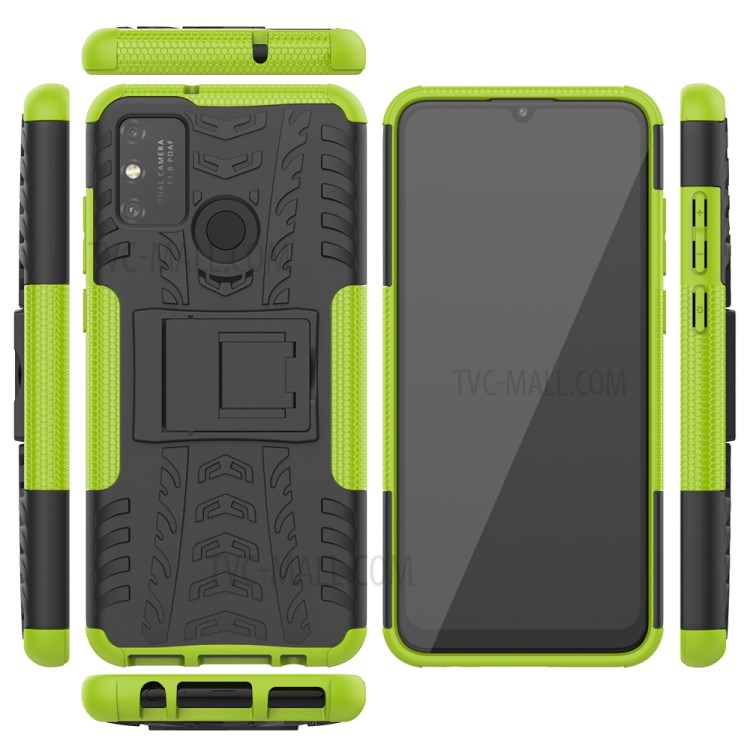 Anti-slip PC + TPU Combo Case with Kickstand for Honor Play 9A - Green-2
