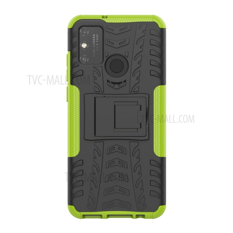 Anti-slip PC + TPU Combo Case with Kickstand for Honor Play 9A - Green-3