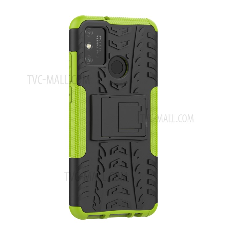 Anti-slip PC + TPU Combo Case with Kickstand for Honor Play 9A - Green-5