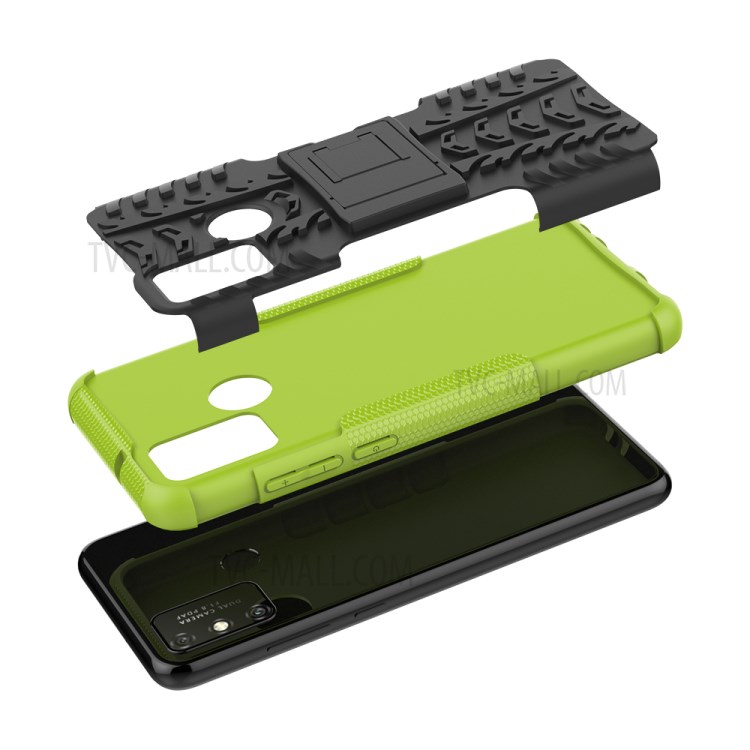 Anti-slip PC + TPU Combo Case with Kickstand for Honor Play 9A - Green-8
