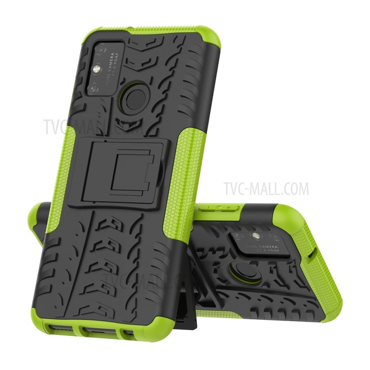 Anti-slip PC + TPU Combo Case with Kickstand for Honor Play 9A - Green-9