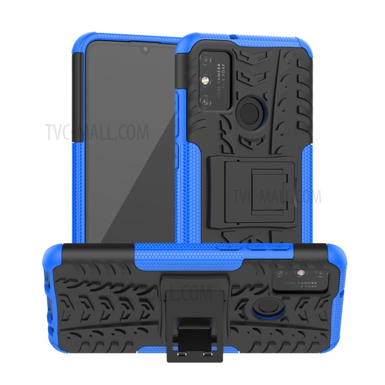 Anti-slip PC + TPU Combo Case with Kickstand for Honor Play 9A - Blue-1