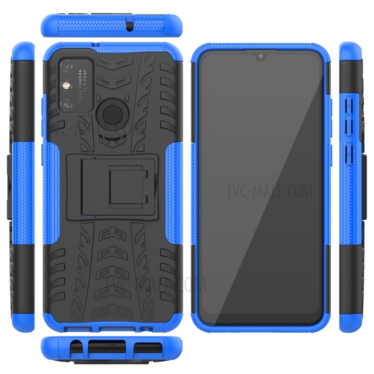 Anti-slip PC + TPU Combo Case with Kickstand for Honor Play 9A - Blue-2