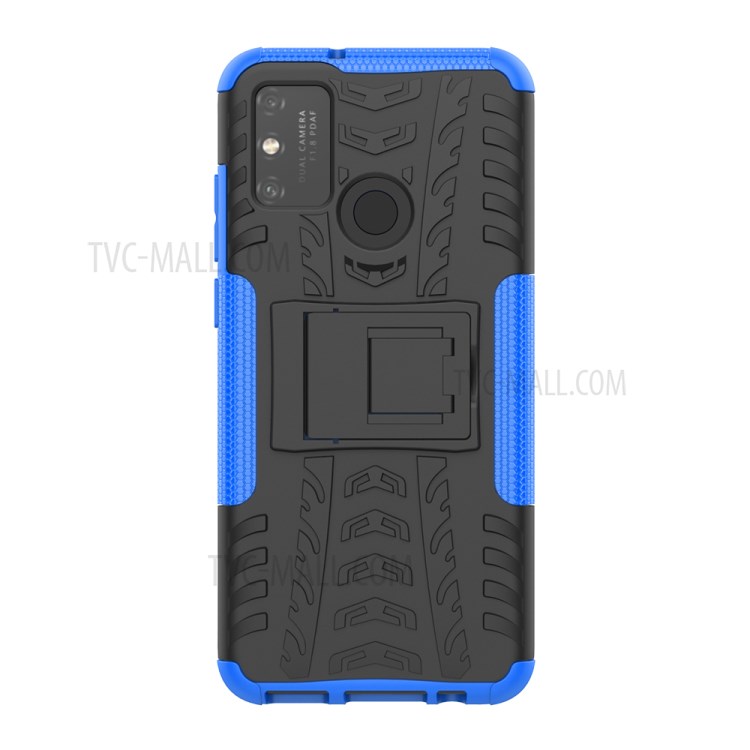 Anti-slip PC + TPU Combo Case with Kickstand for Honor Play 9A - Blue-3