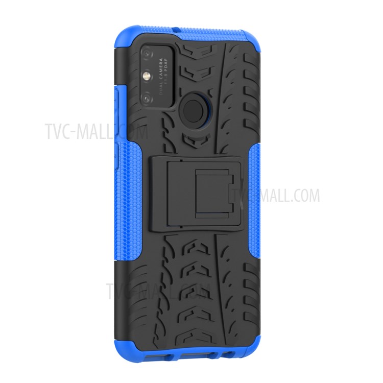 Anti-slip PC + TPU Combo Case with Kickstand for Honor Play 9A - Blue-4