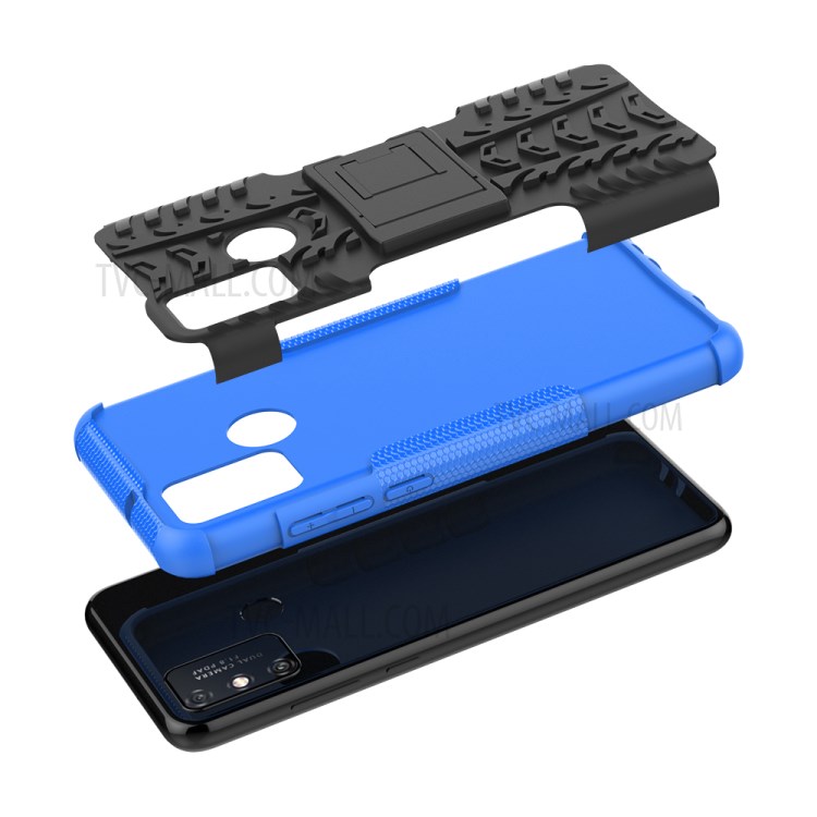Anti-slip PC + TPU Combo Case with Kickstand for Honor Play 9A - Blue-7