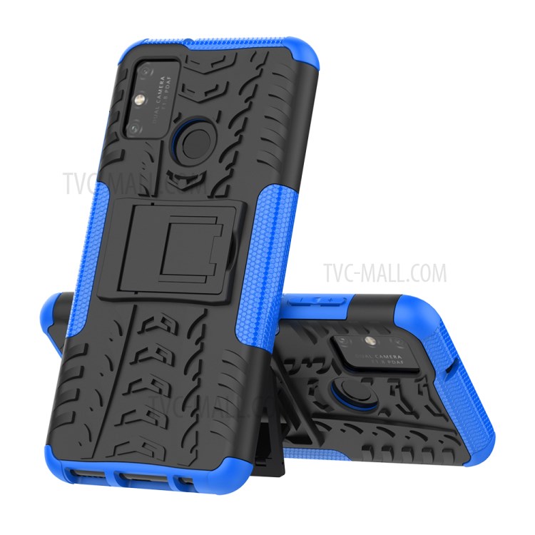 Anti-slip PC + TPU Combo Case with Kickstand for Honor Play 9A - Blue-8