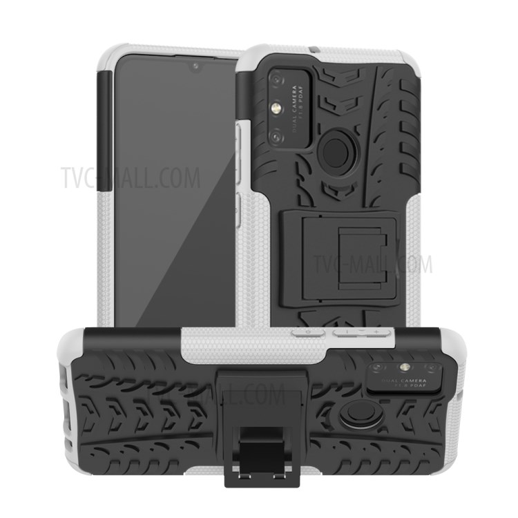 Anti-slip PC + TPU Combo Case with Kickstand for Honor Play 9A - White-1