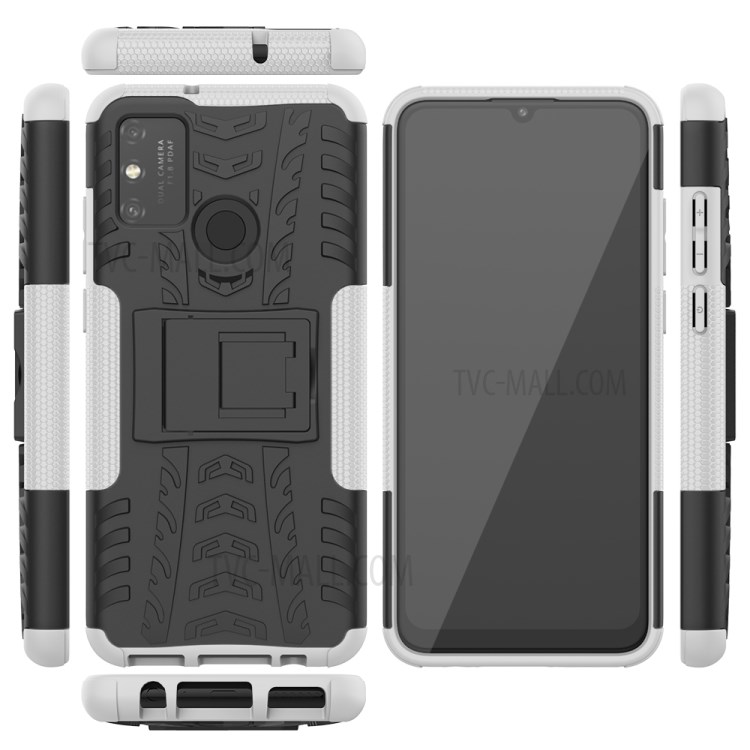 Anti-slip PC + TPU Combo Case with Kickstand for Honor Play 9A - White-2
