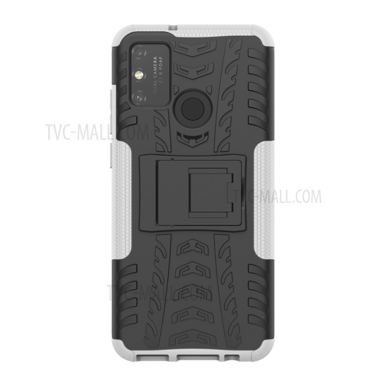 Anti-slip PC + TPU Combo Case with Kickstand for Honor Play 9A - White-3