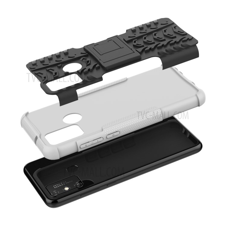 Anti-slip PC + TPU Combo Case with Kickstand for Honor Play 9A - White-6