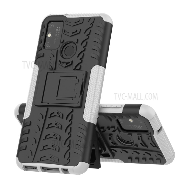 Anti-slip PC + TPU Combo Case with Kickstand for Honor Play 9A - White-7