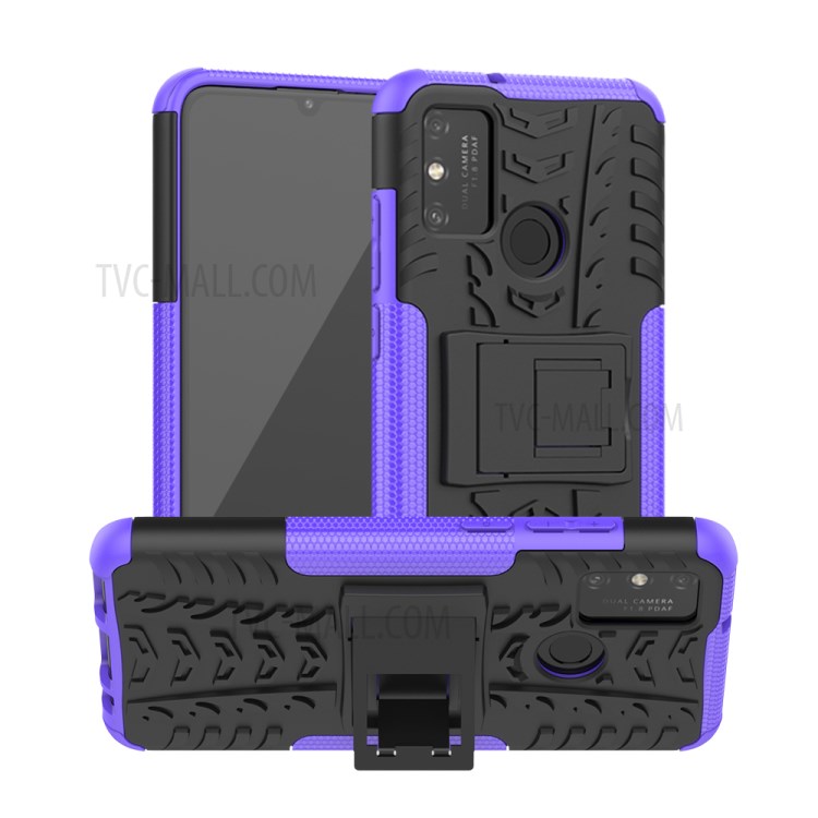 Anti-slip PC + TPU Combo Case with Kickstand for Honor Play 9A - Purple-1