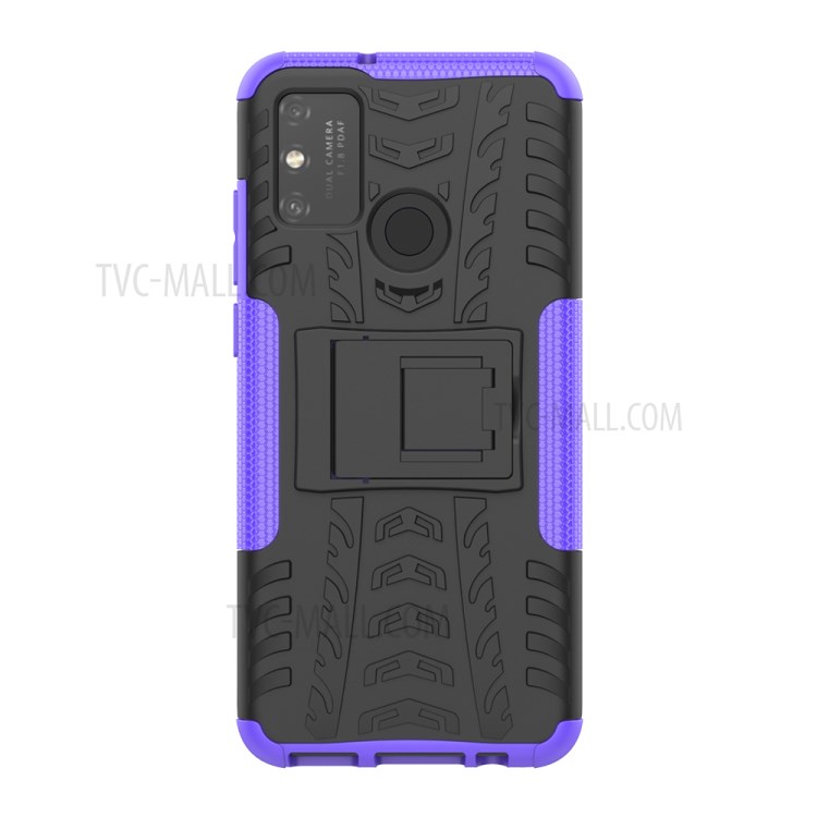 Anti-slip PC + TPU Combo Case with Kickstand for Honor Play 9A - Purple-3