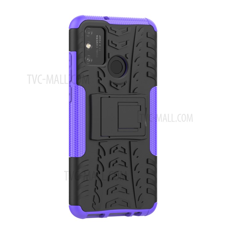 Anti-slip PC + TPU Combo Case with Kickstand for Honor Play 9A - Purple-4