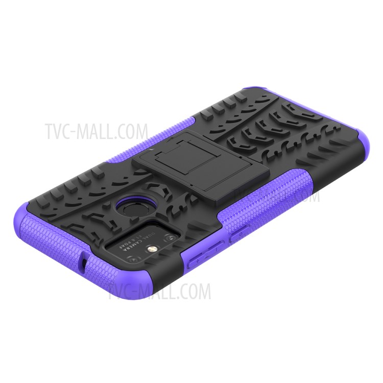 Anti-slip PC + TPU Combo Case with Kickstand for Honor Play 9A - Purple-6